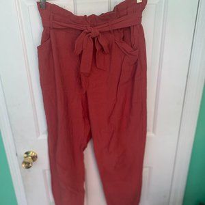 ZARA CORAL TIE TROUSERS